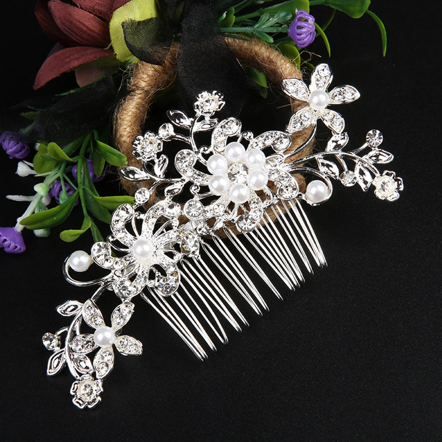 Alloy white rhinestone hair comb clip International station Hot Pearl Flower  bridal headdress hair accessories bridal accessories