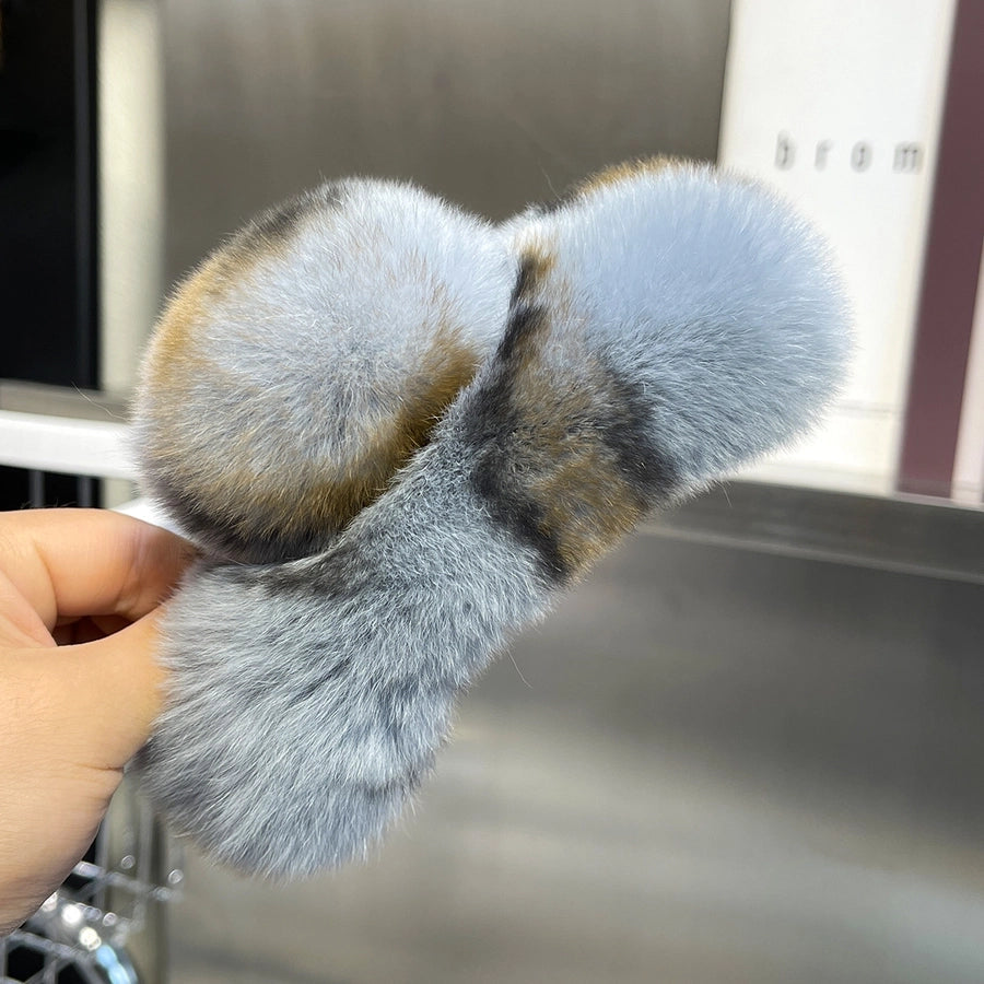 simple style geometric solid color rabbit fur hair claws 1 piece