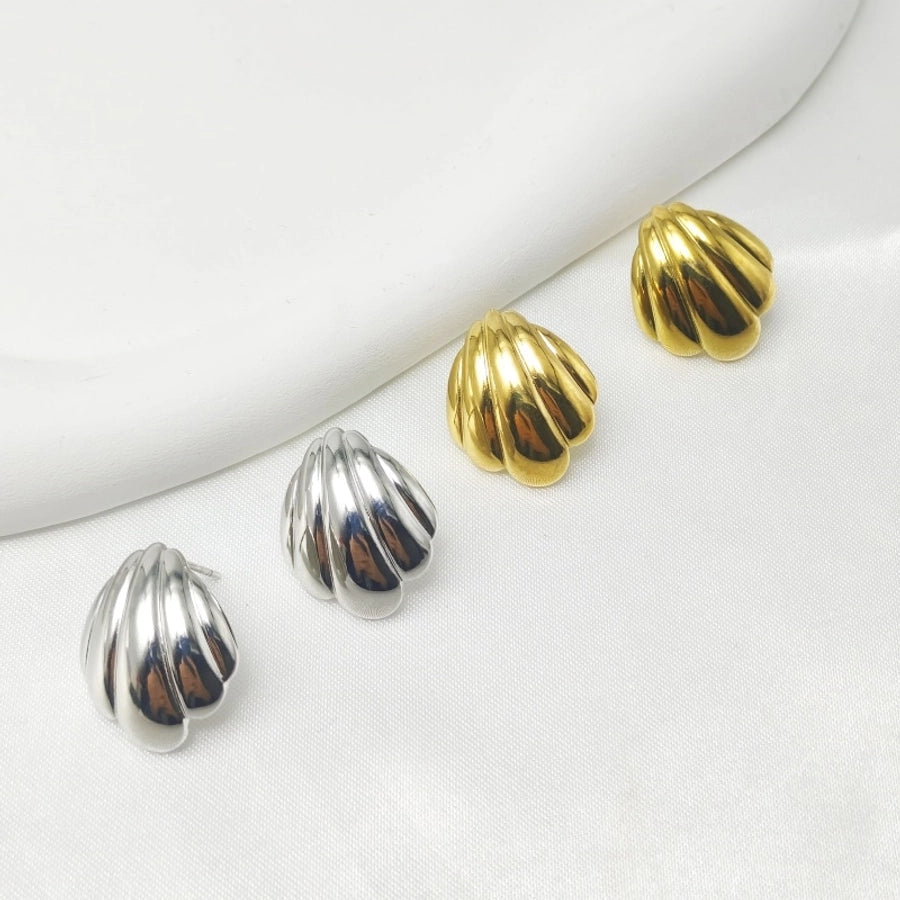 1 Pair Elegant Cute Commute Shell Stamping 304 Stainless Steel Ear Studs