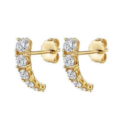 1 Pair Simple Style Geometric Copper Zircon 24K Gold Plated Ear Studs