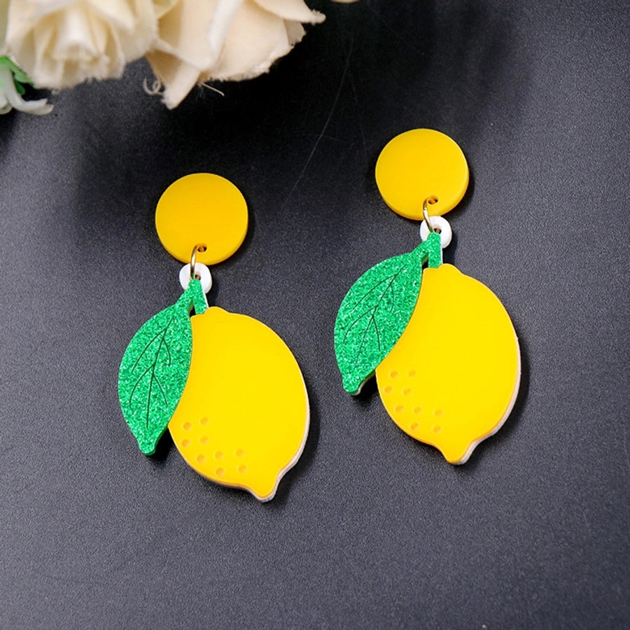Korean Style Acrylic Sheet Lemon Earrings Summer Vacation Acrylic Women Jewelry Earrings Trendy Fruit Earrings
