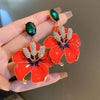 1 pair retro geometric heart shape bow knot alloy rhinestones drop earrings
