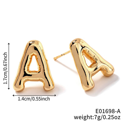 1 Pair Sweet Simple Style Shiny Letter Plating Copper K Gold Plated Ear Studs