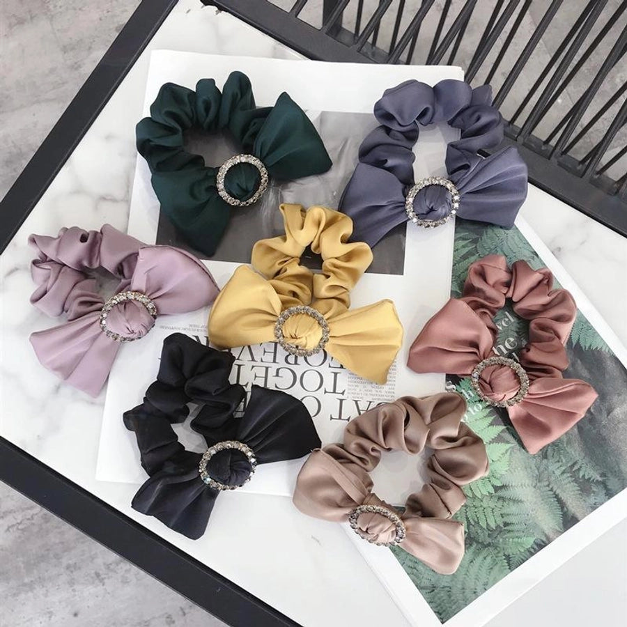 hair accessories korean simple high-end large bow diamond-studded high elastic hair rope hair band rubber band