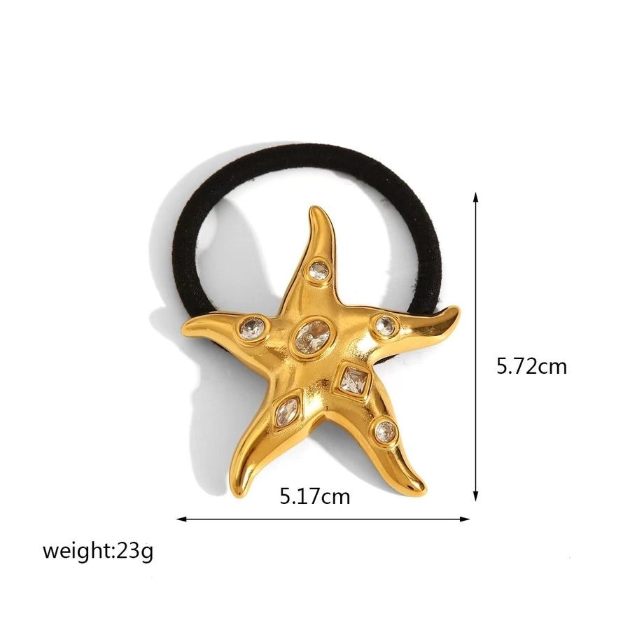 Women's Casual Modern Style C Shape Starfish Bow Knot 304 Stainless Steel Shiny Metallic Hair Tie
