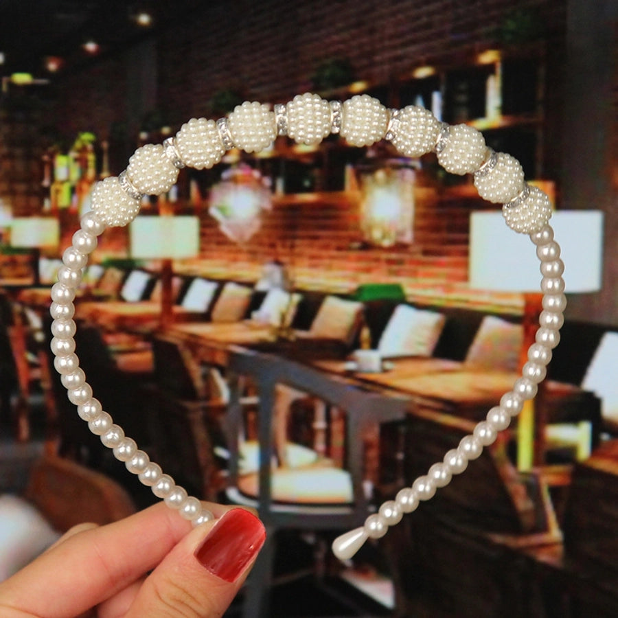 women's fashion waves alloy inlay artificial pearls headwear