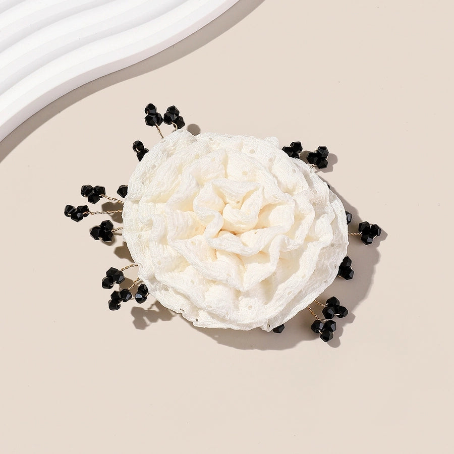 Women's Sweet Solid Color Flower Cloth Flowers Hair Clip