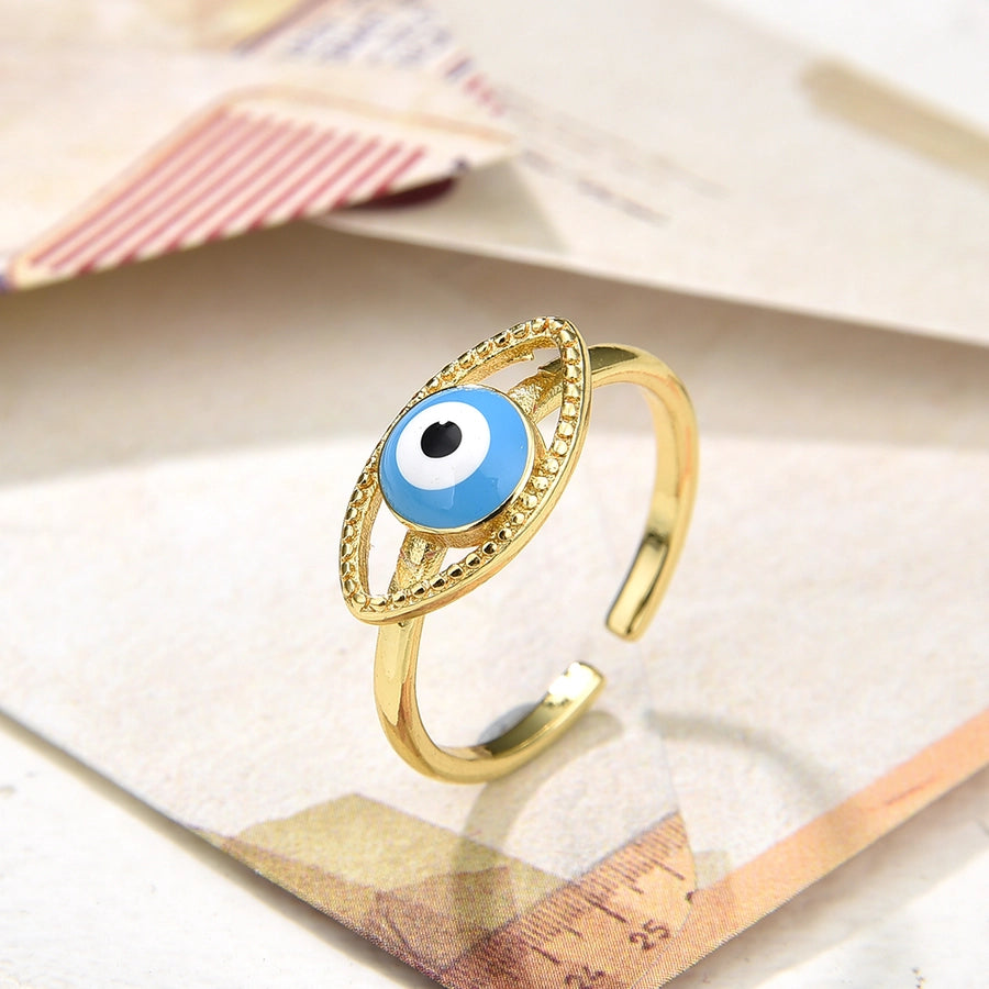 Copper Plating 18K Color Retention Drip Oval Eye Opening Ring