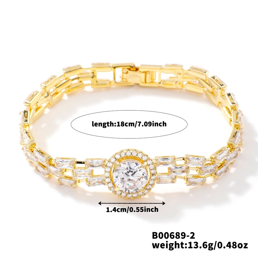 Copper K Gold Plated Inlay Water Droplets Zircon Bracelets