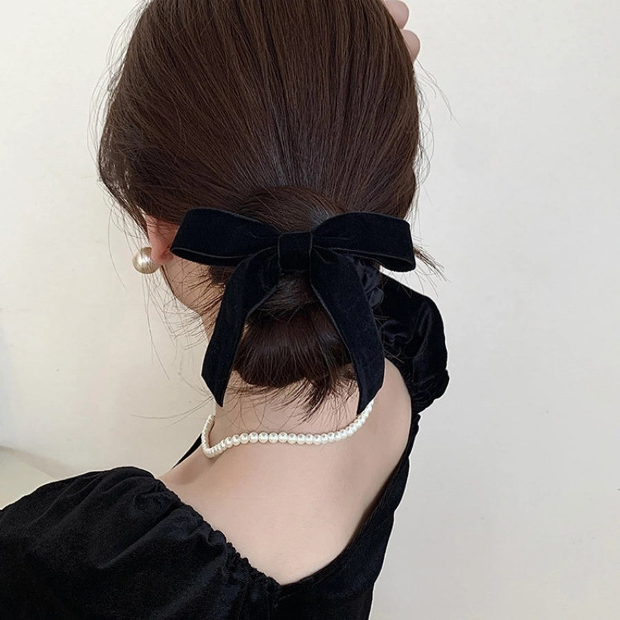 Black velvet bow simple elegant hair tie female hair band  new autumn and winter high-grade hair rope hair rope