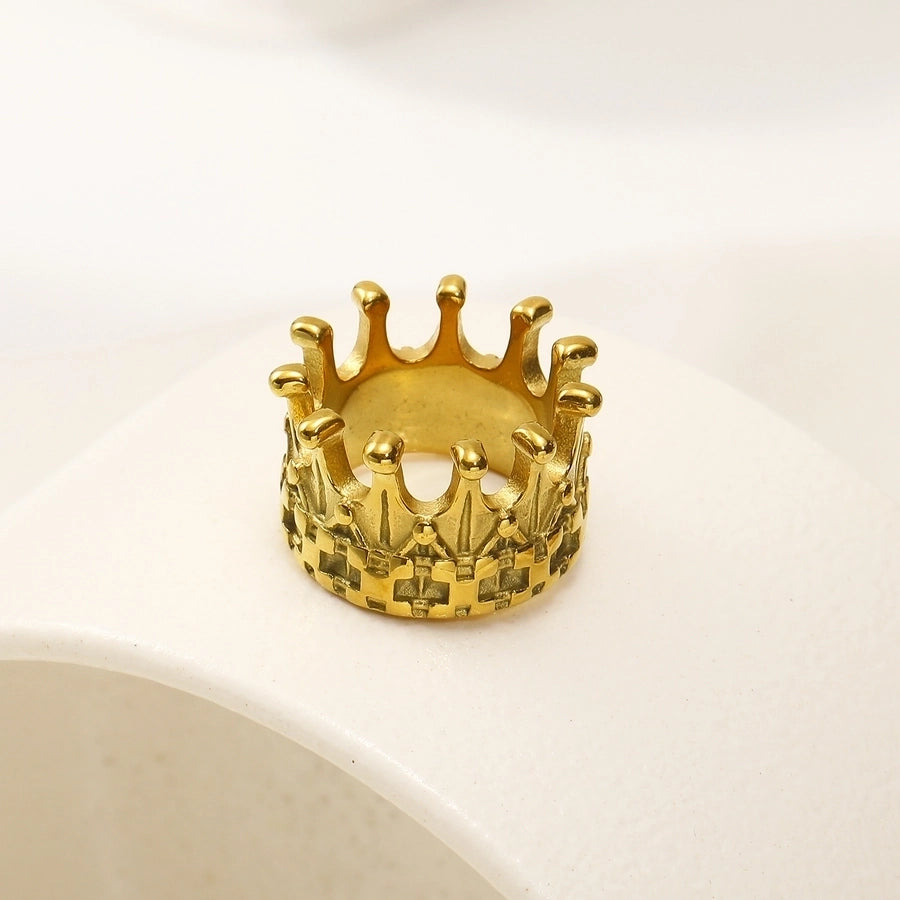Jewelry Elegant Simple Style Crown 304 Stainless Steel 18K Gold Plated Rings