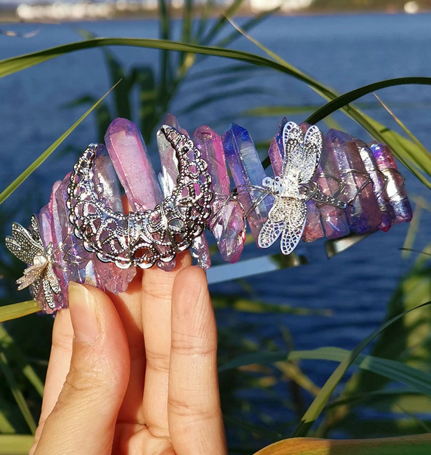 Women's Simple Style Commute Color Block Alloy Inlay Natural Stone Gem Crystal Crown