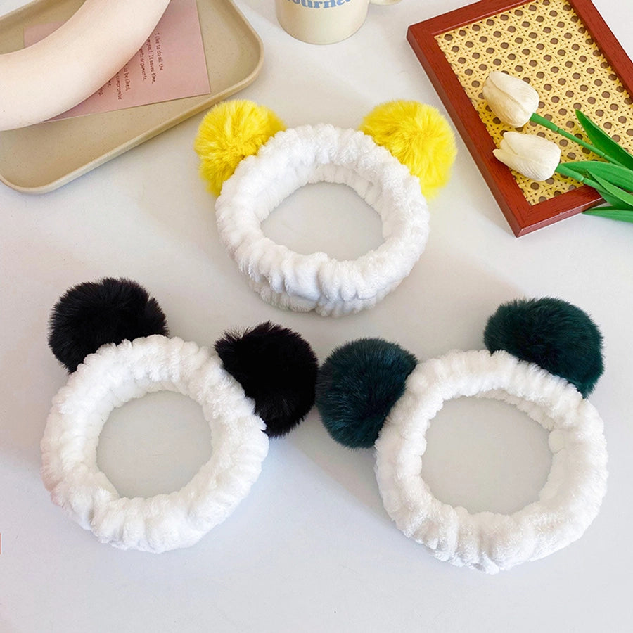 cute geometric flannel pom poms hair band