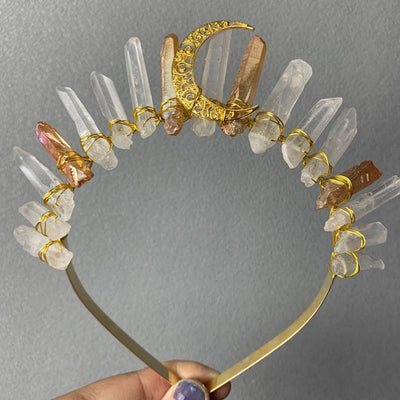 simple style moon solid color crystal handmade hair band