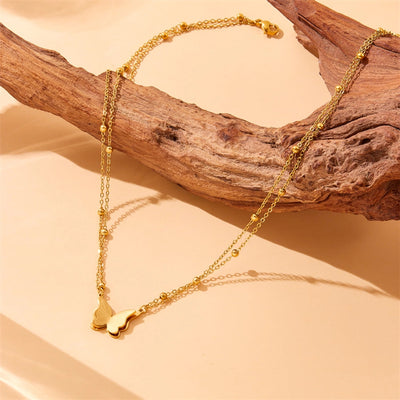 Jewelry Vintage Style Sweet Butterfly 304 Stainless Steel Necklace