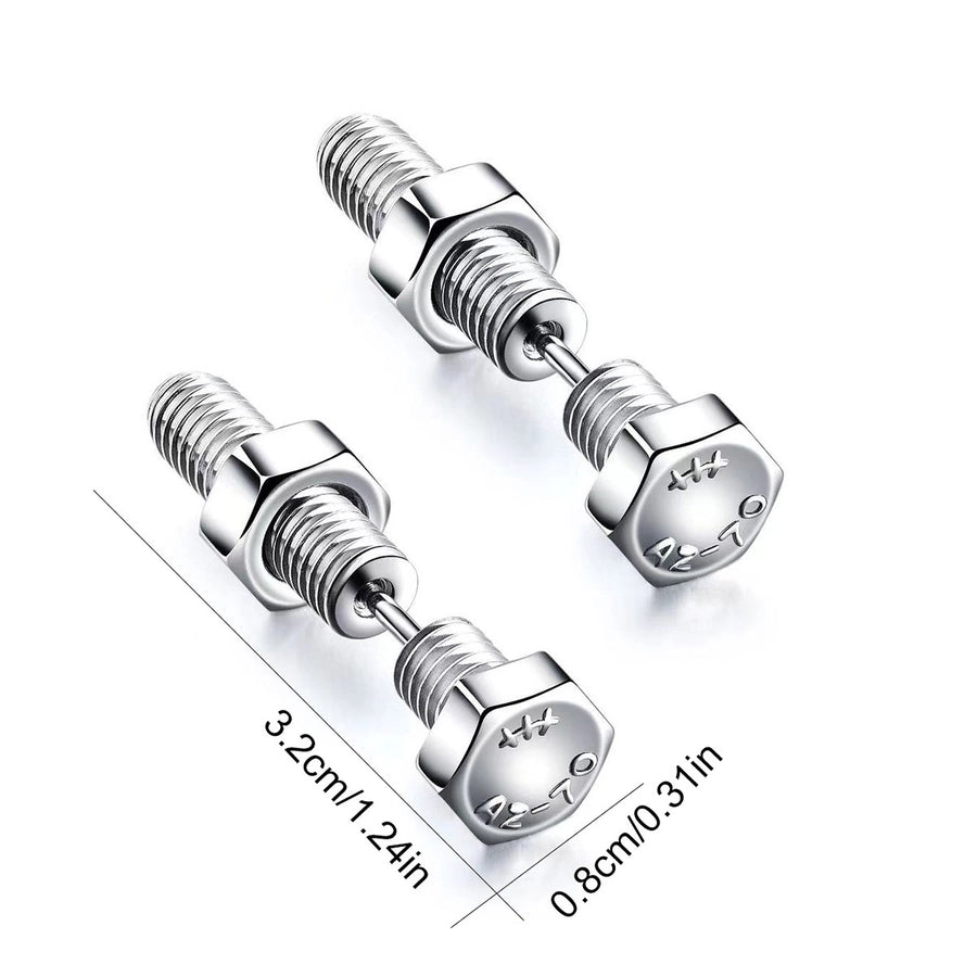 Hip hop simple titanium steel trendy men's personalized screw earrings earrings men's and women's street wear