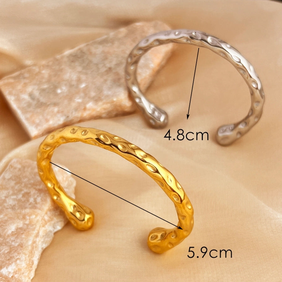 Elegant Simple Style Leaf 304 Stainless Steel 18K Gold Plated Bangle In Bulk