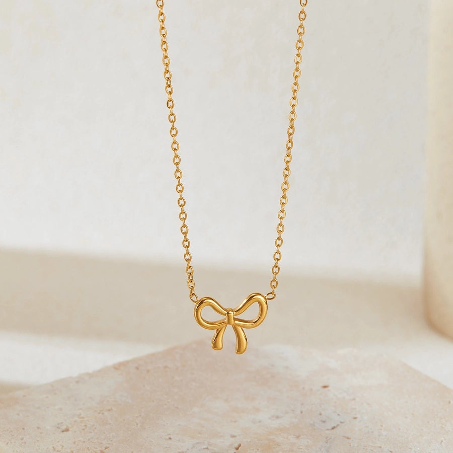 Jewelry IG Style Simple Style Bow Knot 304 Stainless Steel Pendant Necklace