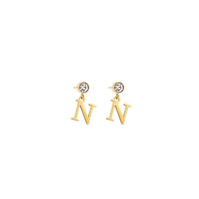 1 Pair Casual Simple Style Classic Style Letter Inlay 201 Stainless Steel 304 Stainless Steel Zircon Drop Earrings
