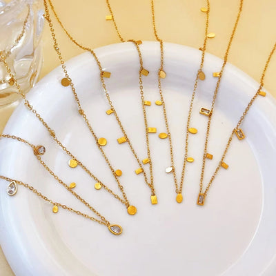 Jewelry Basic Simple Style Artistic Leaf Square Butterfly 304 Stainless Steel 18K Gold Plated Plating Necklace