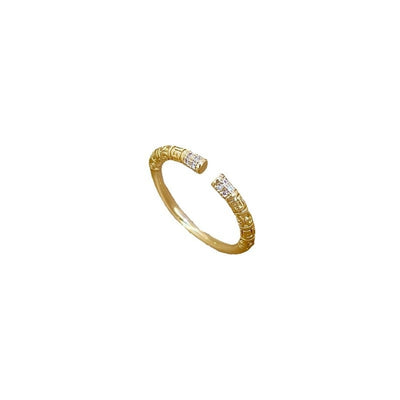 Titanium Steel Brass Gold Plated Inlay Geometric Zircon Brass Rings
