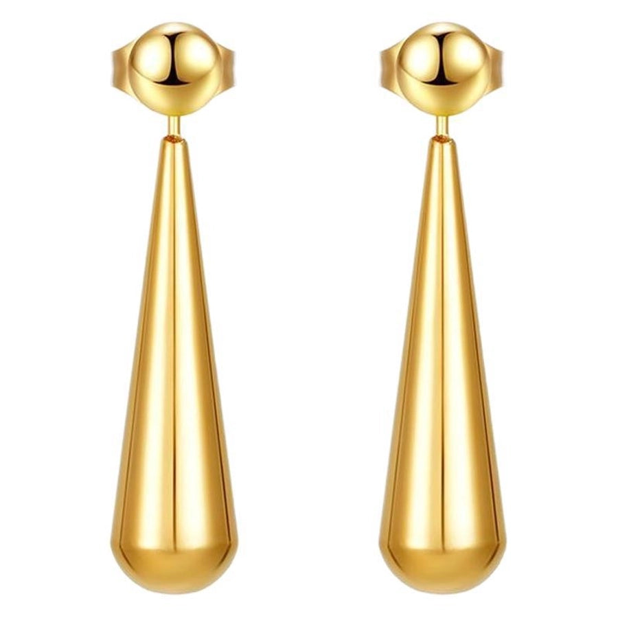 1 Pair Simple Style Water Droplets Titanium Steel 18K Gold Plated Drop Earrings