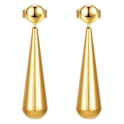 1 Pair Simple Style Water Droplets Titanium Steel 18K Gold Plated Drop Earrings
