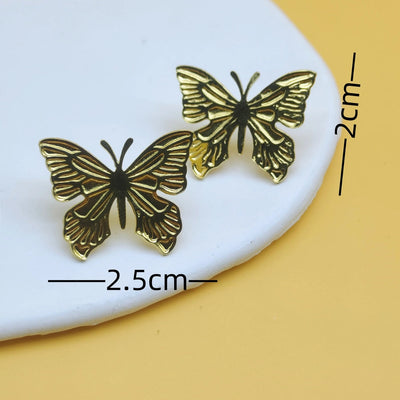 1 Pair Retro Classic Style Butterfly 304 Stainless Steel 18K Gold Plated Ear Studs