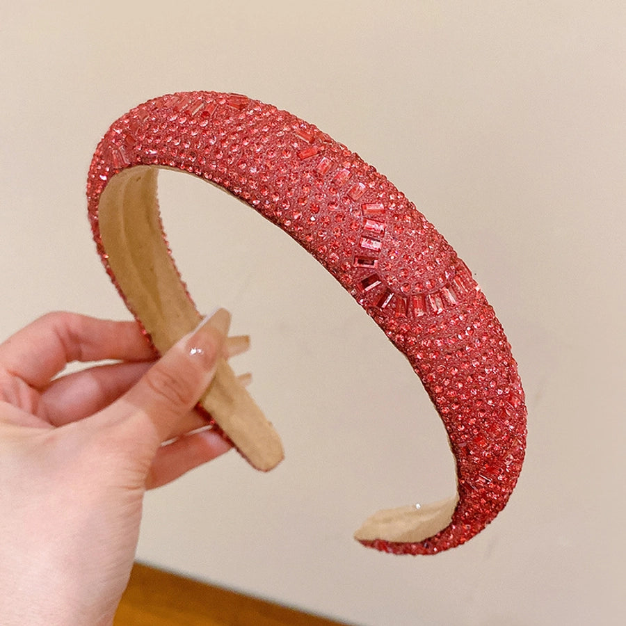 retro lady solid color rhinestone hair band