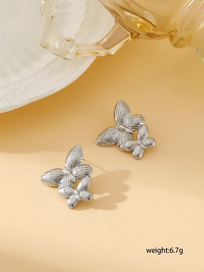 1 Pair Exaggerated Simple Style Oversized Flower Butterfly 304 Stainless Steel Ear Studs