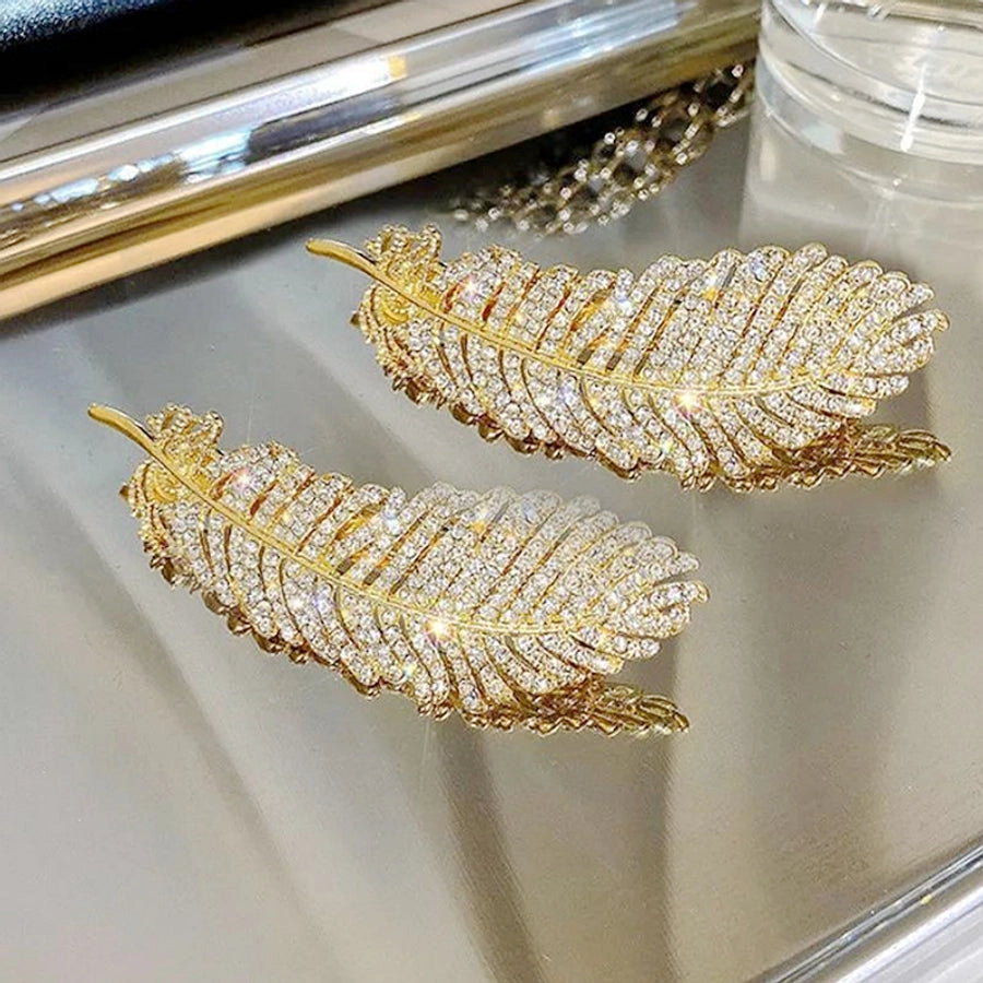 Women's Casual Simple Style Feather Alloy Inlay Rhinestones Hair Clip