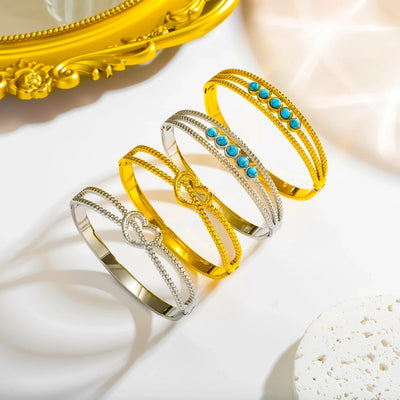 Vintage Style Classic Style Heart Shape 304 Stainless Steel 18K Gold Plated Bangle In Bulk