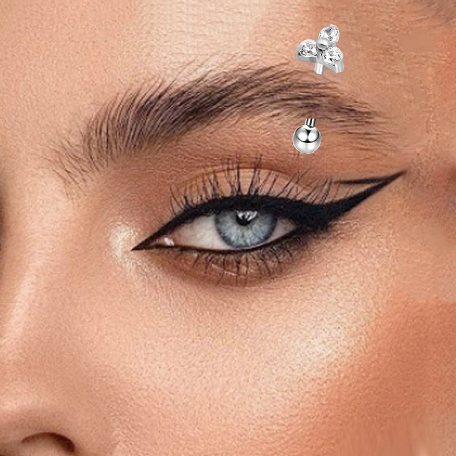 1 Piece Eyebrow Studs Casual Classic Style Oversized Sunflower Pure Titanium Titanium Alloy Zircon 14K Gold Plated White Gold Plated Eyebrow Studs