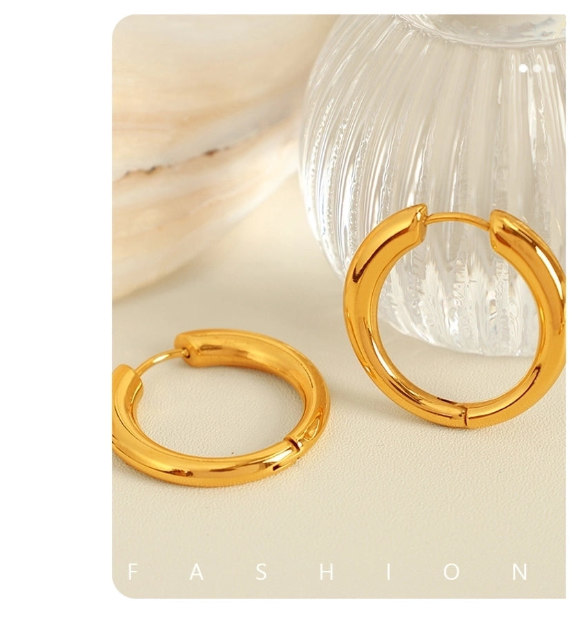 1 Pair IG Style Elegant Simple Style U Shape Round Polishing Plating 304 Stainless Steel 18K Gold Plated Earrings