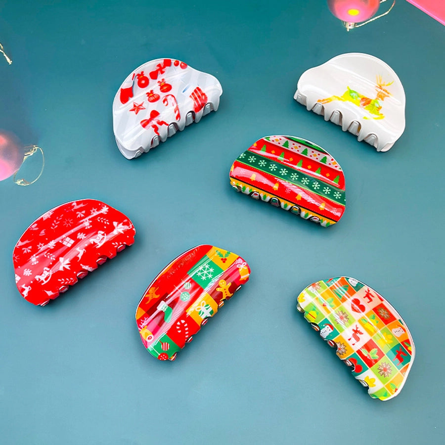 Christmas Basic Women's Christmas Tree Deer PVC Hair Claws