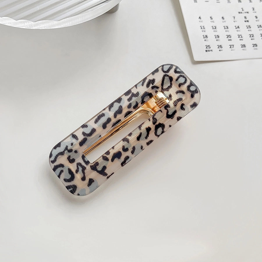 simple style leopard arylic hair clip