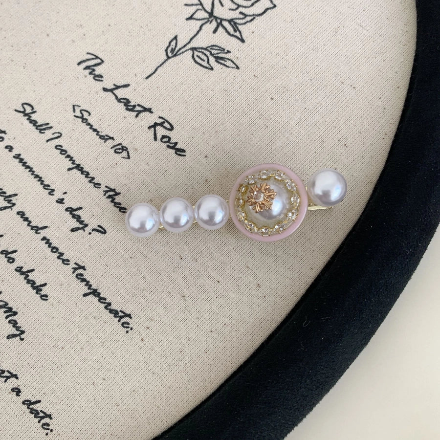 Women's Elegant Simple Style Streetwear Floral Iron Inlay Artificial Pearls Hair Clip