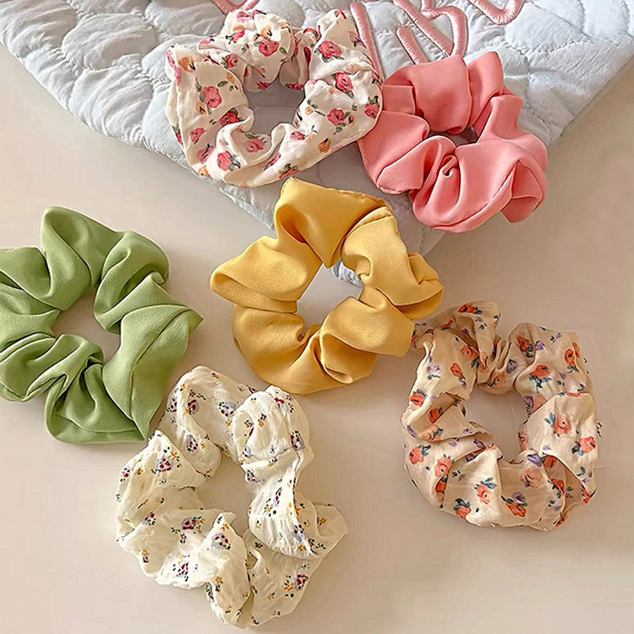 Women's Sweet Simple Style Ditsy Floral Solid Color Cloth Hair Tie