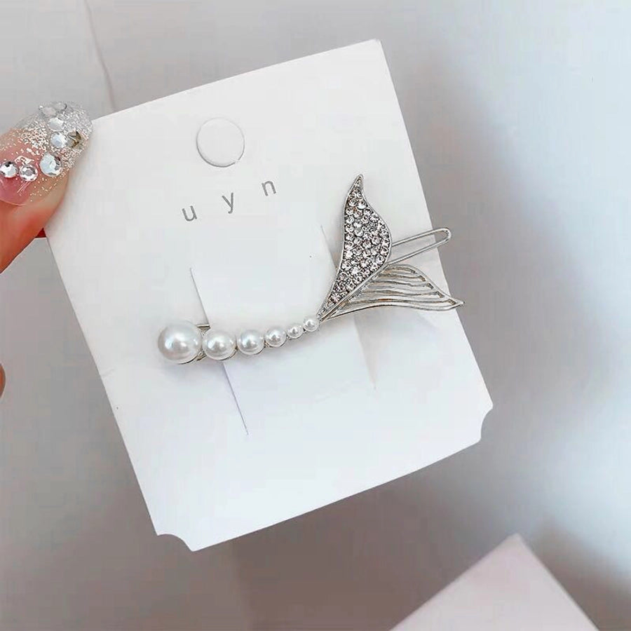 fashion heart shape butterfly snowflake imitation pearl alloy inlay rhinestones hair clip 1 piece