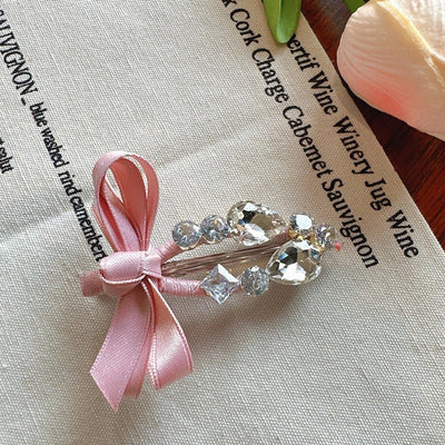 Korean Dongdaemun Hair Accessories Elegant Sweet Bow Rhinestone Hairpin Fashion Bangs Clip Side Clip Women's Side Hairpin