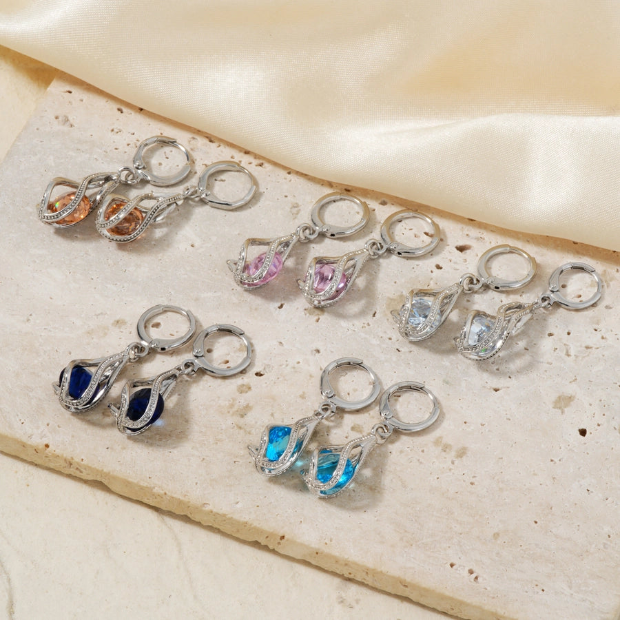 Copper Rhodium Plated Inlay Lantern Glass Jewelry Set