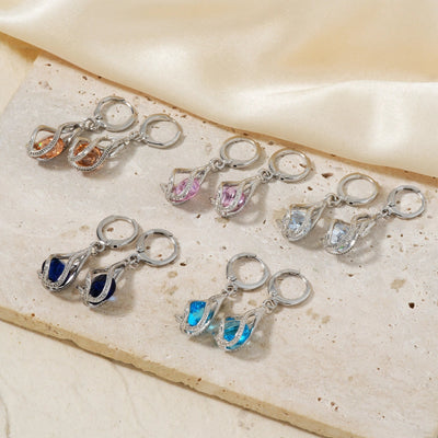 Copper Rhodium Plated Inlay Lantern Glass Jewelry Set