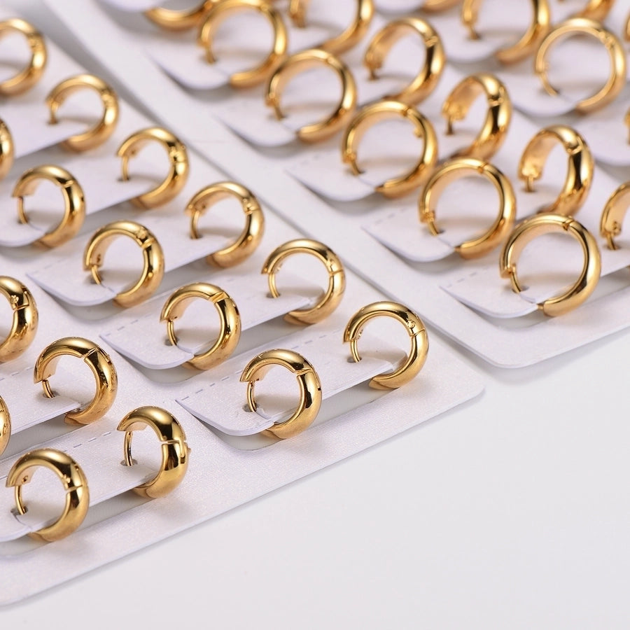 1 Pack of 12 Pairs Vintage Style Classic Style Commute Circle 304 Stainless Steel Earrings