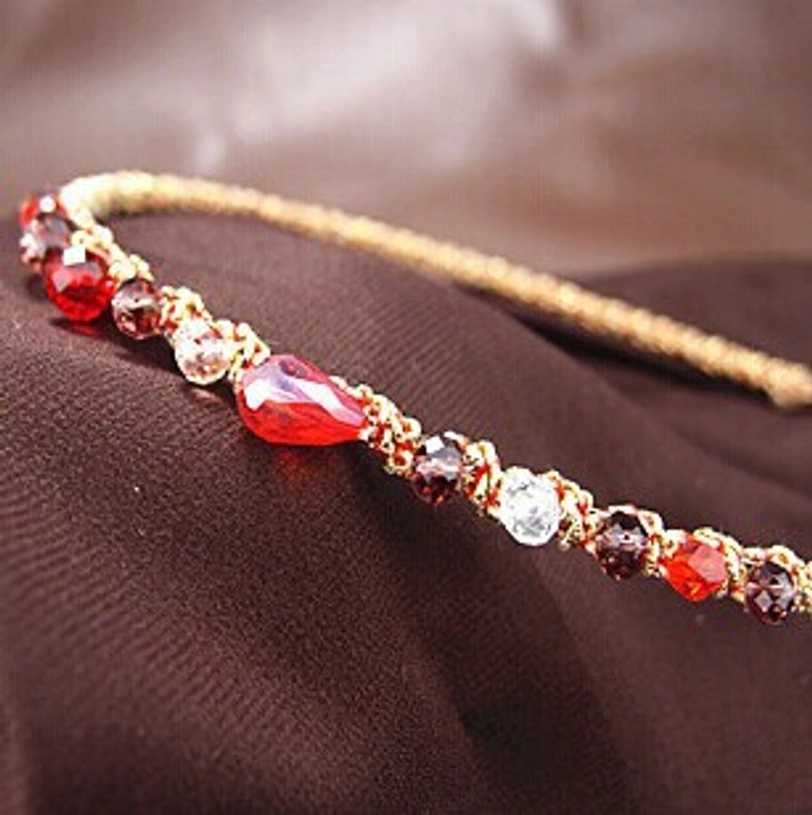korean colorful flash irregular crystal around the wide side headband