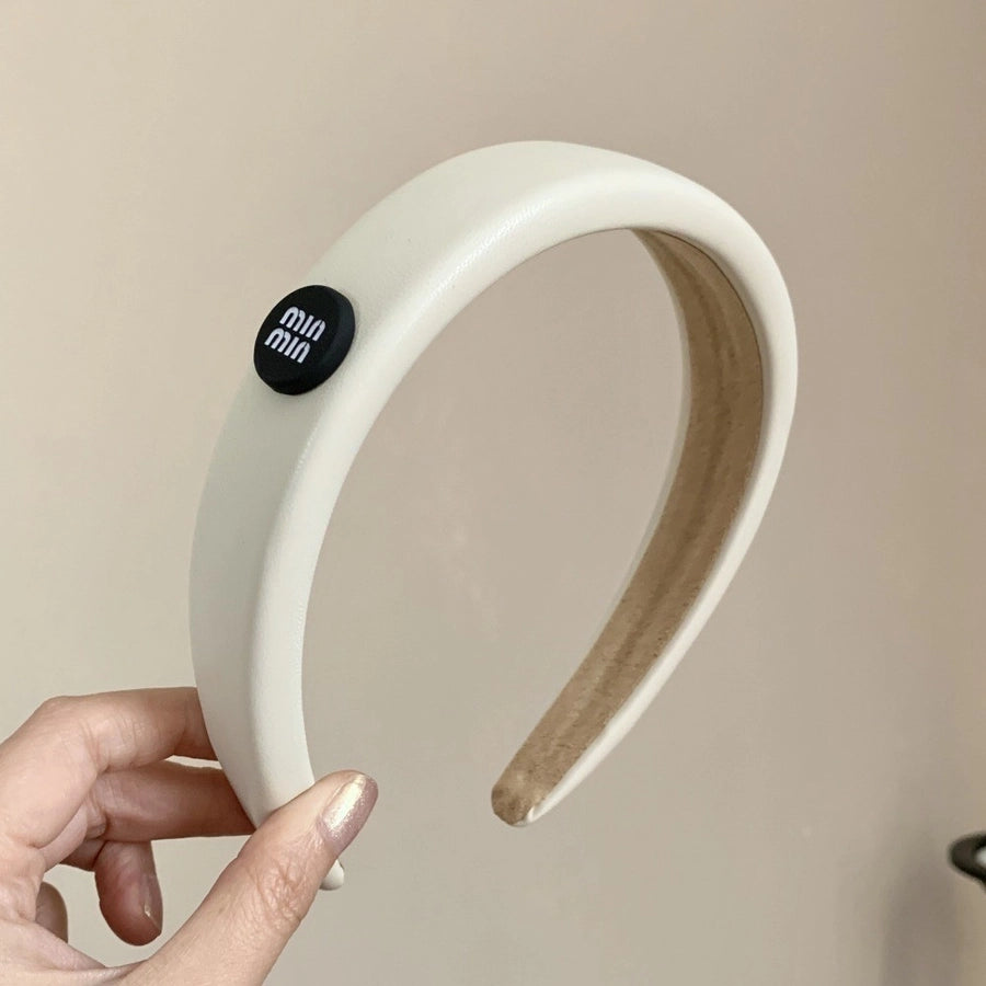 Women's Simple Style Classic Style Solid Color Pu Leather Hair Band