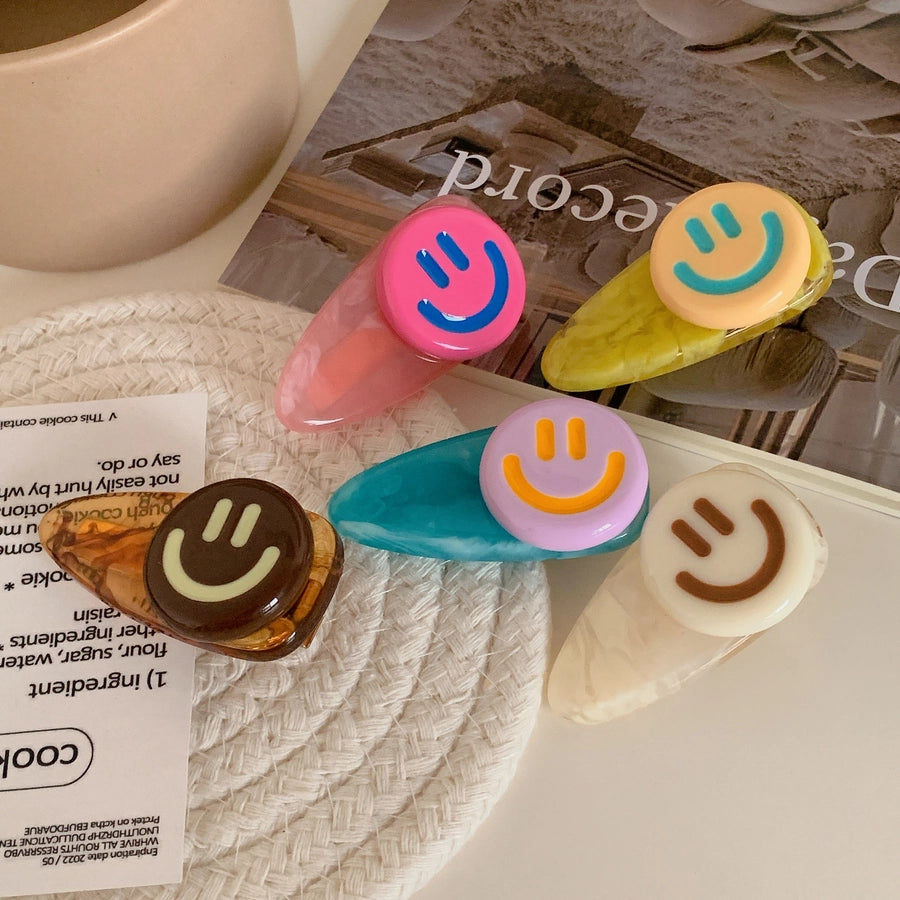 cute simple style Smile face arylic hair clip