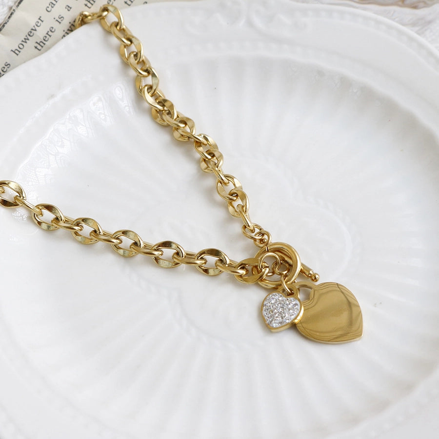 Jewelry Elegant Simple Style Heart Shape 304 Stainless Steel Plating Bracelets Earrings Necklace