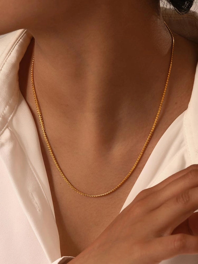 Jewelry IG Style Simple Style Solid Color 201 Stainless Steel 18K Gold Plated Handmade Necklace