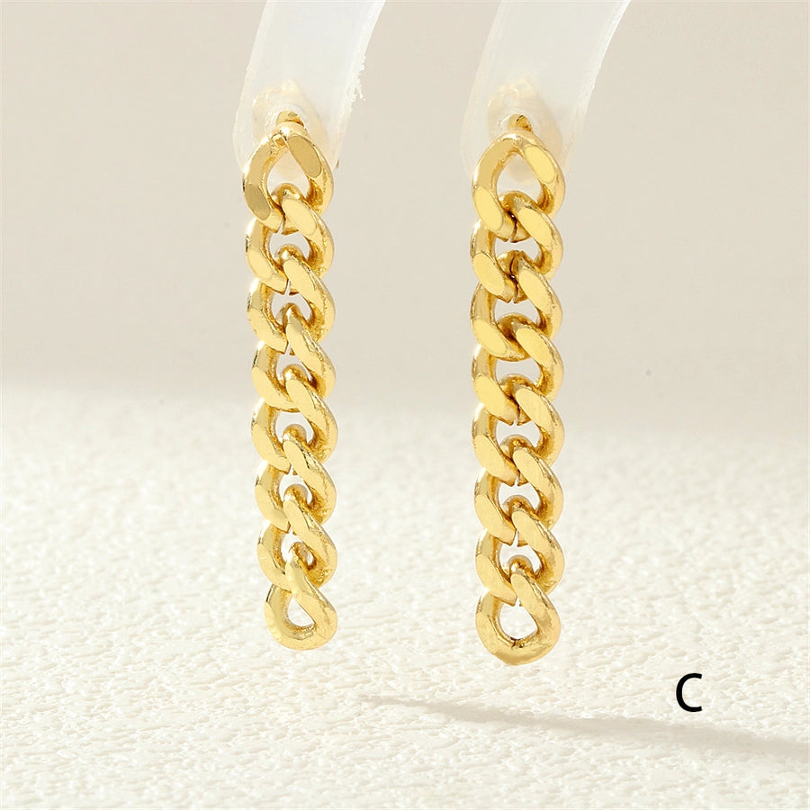 1 Pair IG Style Simple Style Commute chain Copper 18K Gold Plated Drop Earrings