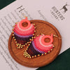 bohemian sector synthetic gemstones shell copper tassel mesh women's ear hook